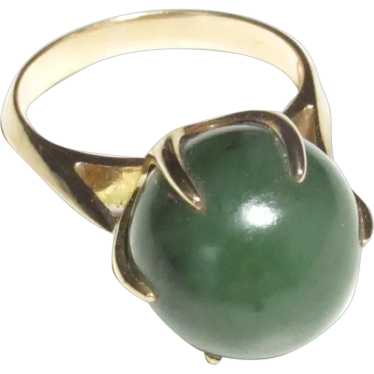 Rare T.Y. Lee 14K Jadeite Orb Ring - image 1