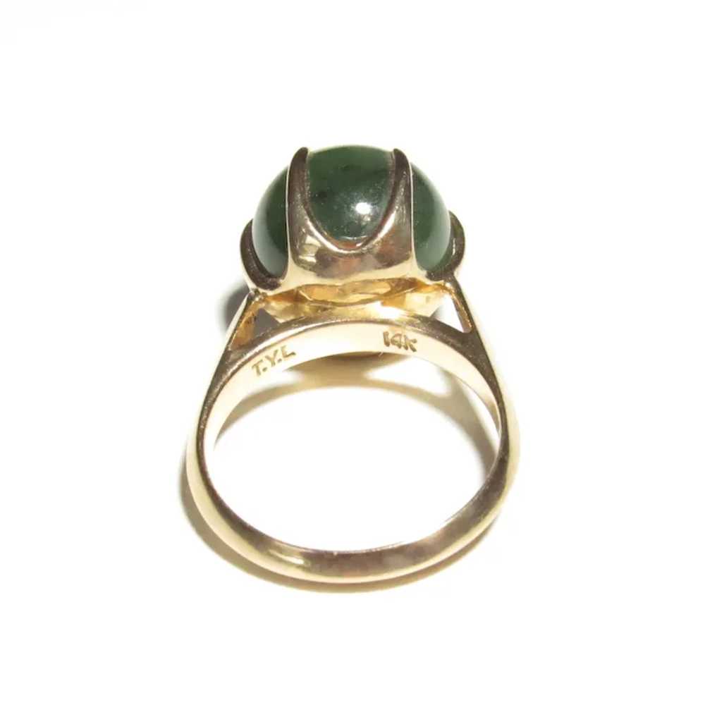 Rare T.Y. Lee 14K Jadeite Orb Ring - image 2