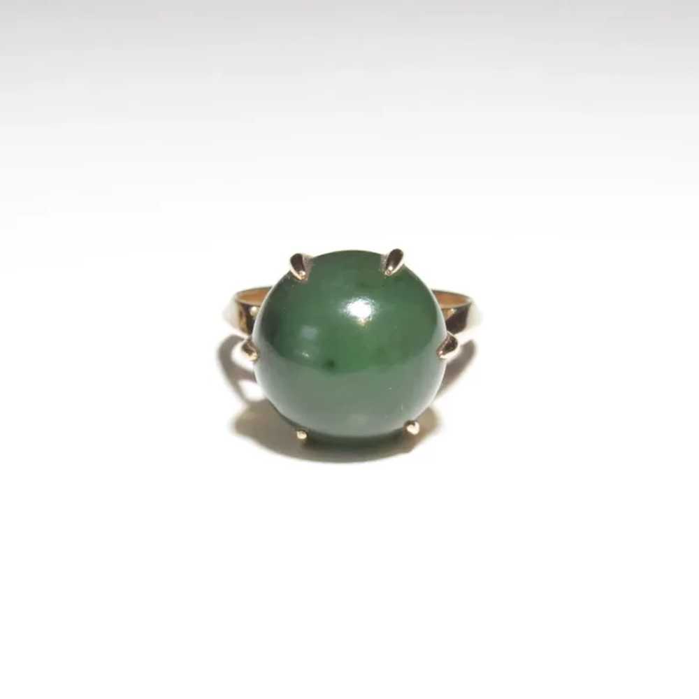 Rare T.Y. Lee 14K Jadeite Orb Ring - image 5