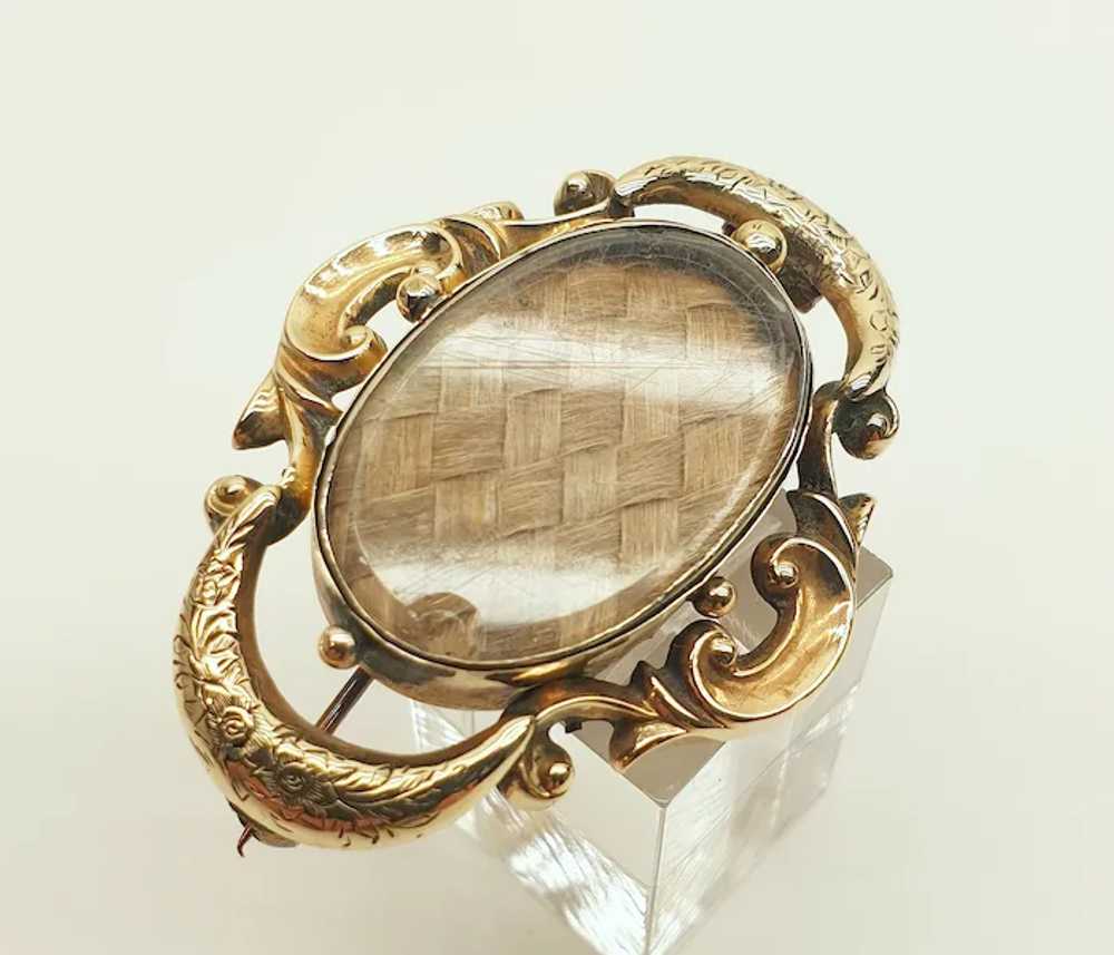 Beautiful Antique Victorian 9ct Yellow Gold Hair … - image 7