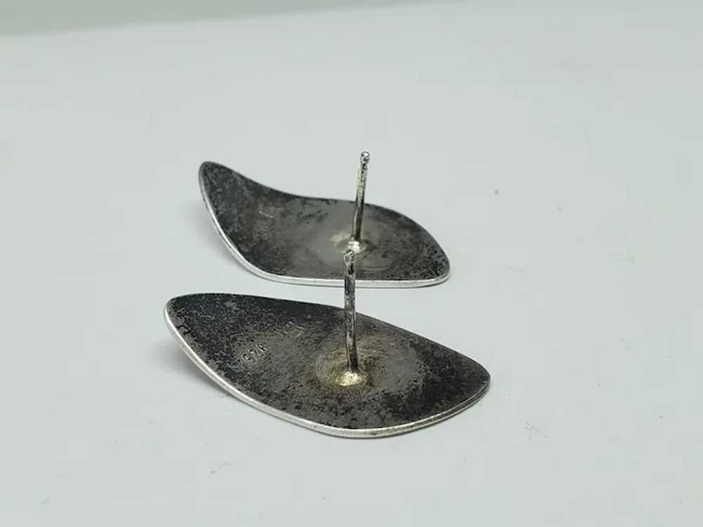 Asymmetrical Flat Sterling Silver Stud Earrings - image 2