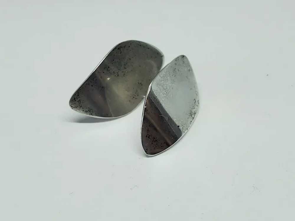 Asymmetrical Flat Sterling Silver Stud Earrings - image 3