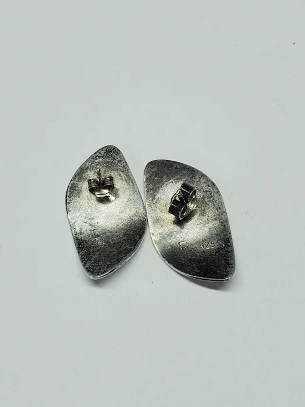 Asymmetrical Flat Sterling Silver Stud Earrings - image 6