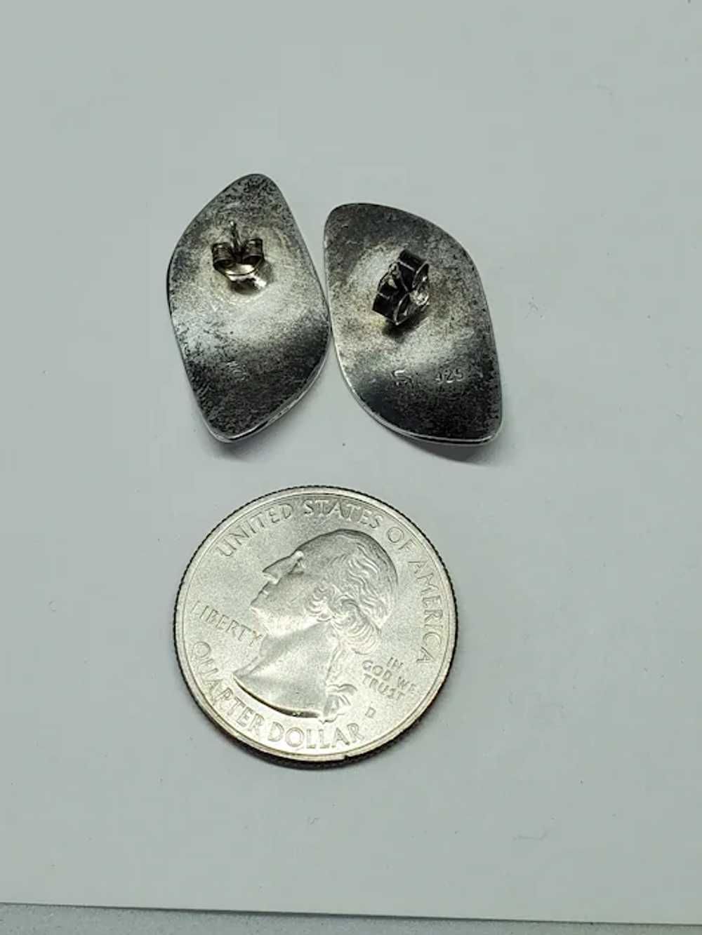 Asymmetrical Flat Sterling Silver Stud Earrings - image 7