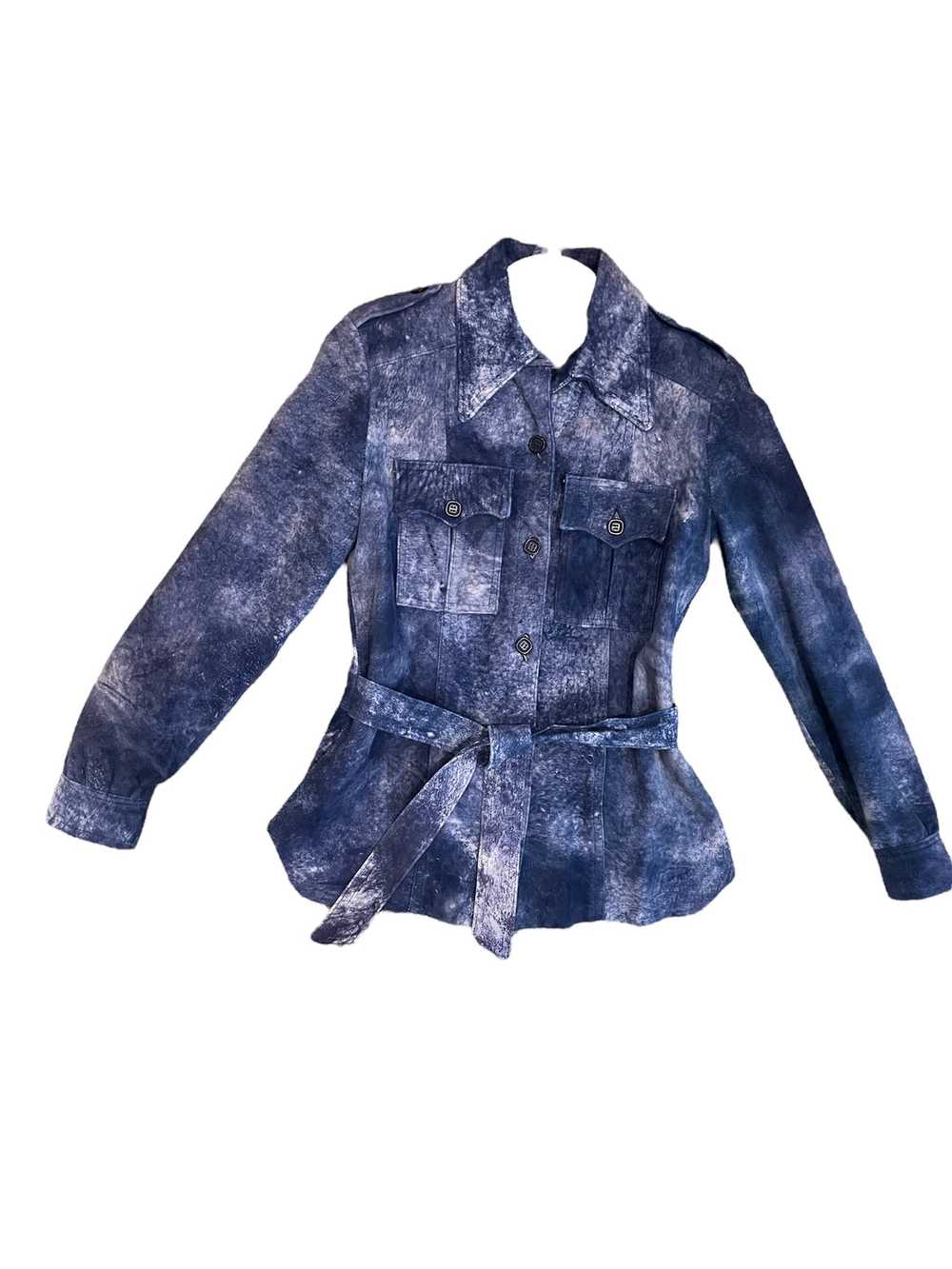 Blue Suede Tie Dyed Jacket - image 1