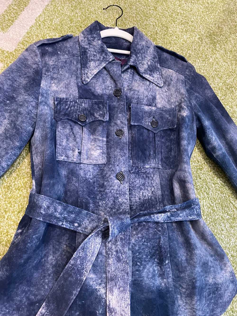 Blue Suede Tie Dyed Jacket - image 3