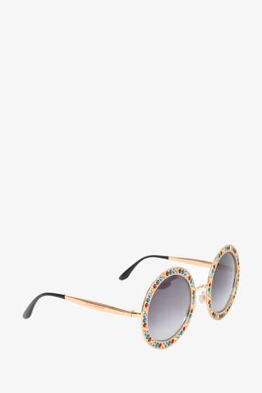 Dolce & Gabbana Gold Circle Sunglasses with Multic