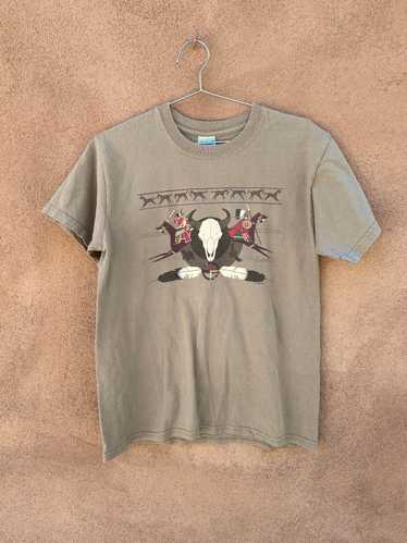 Buffalo Skull - Native American on Horseback T-shi