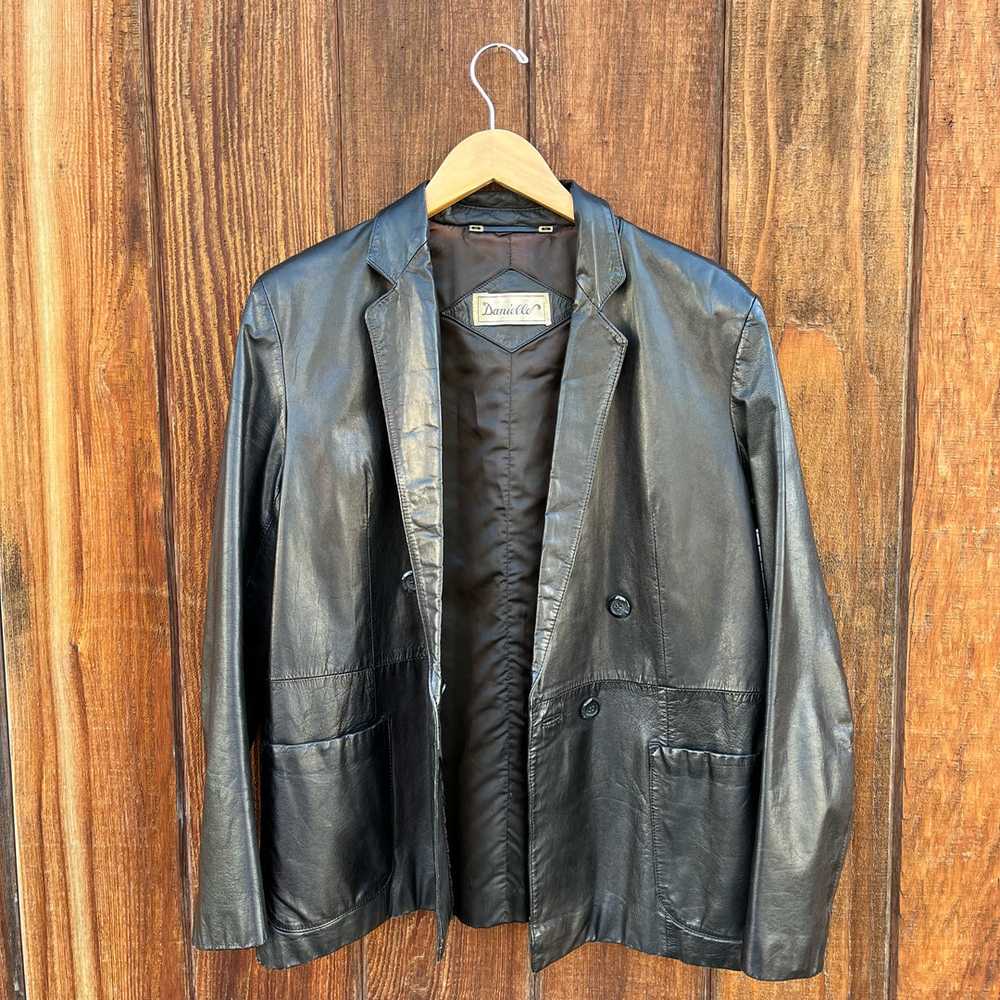 1980s Double Breasted Leather Blazer - image 10