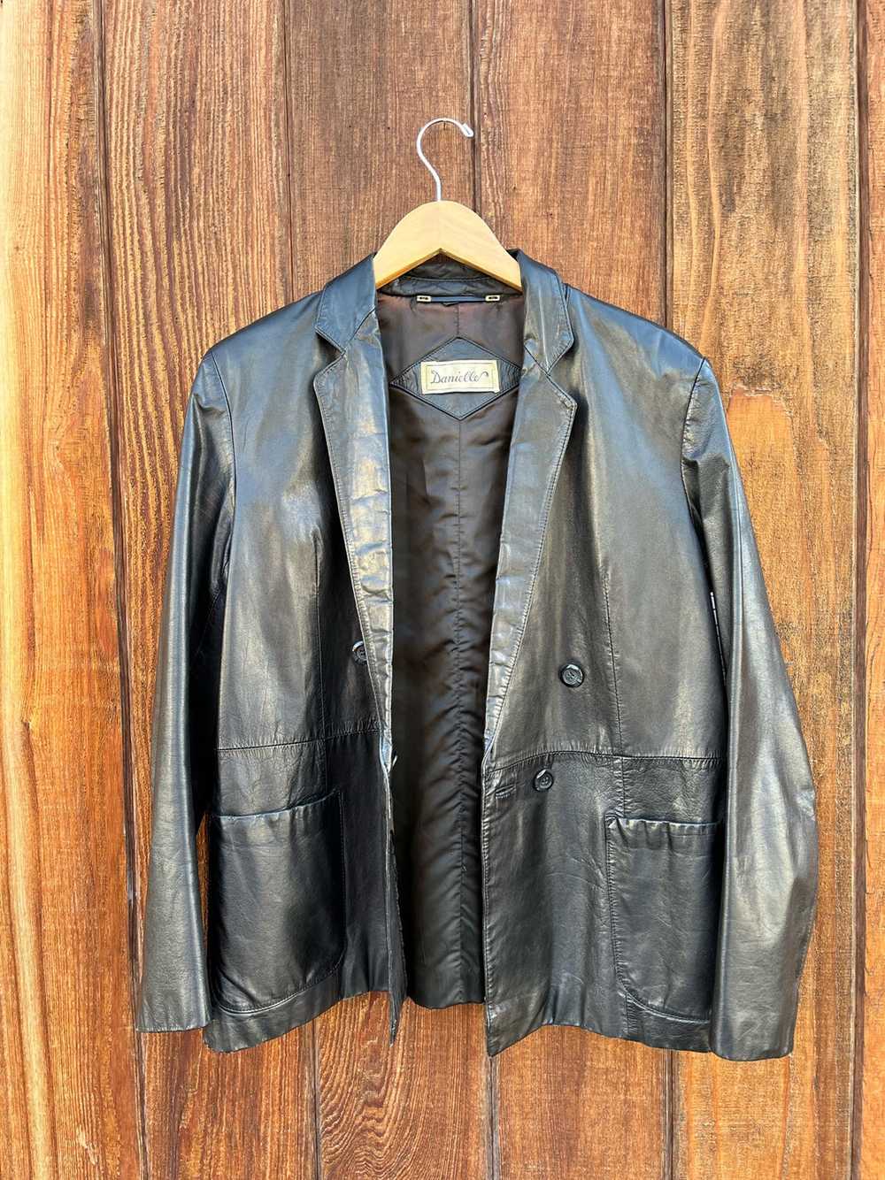 1980s Double Breasted Leather Blazer - image 11