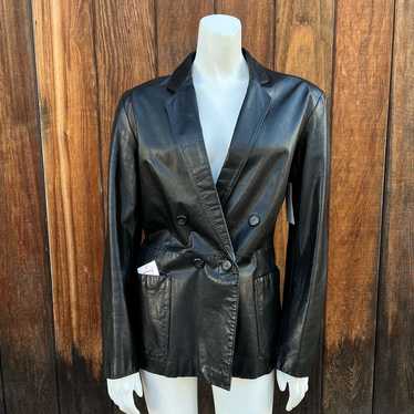 1980s Double Breasted Leather Blazer - image 1