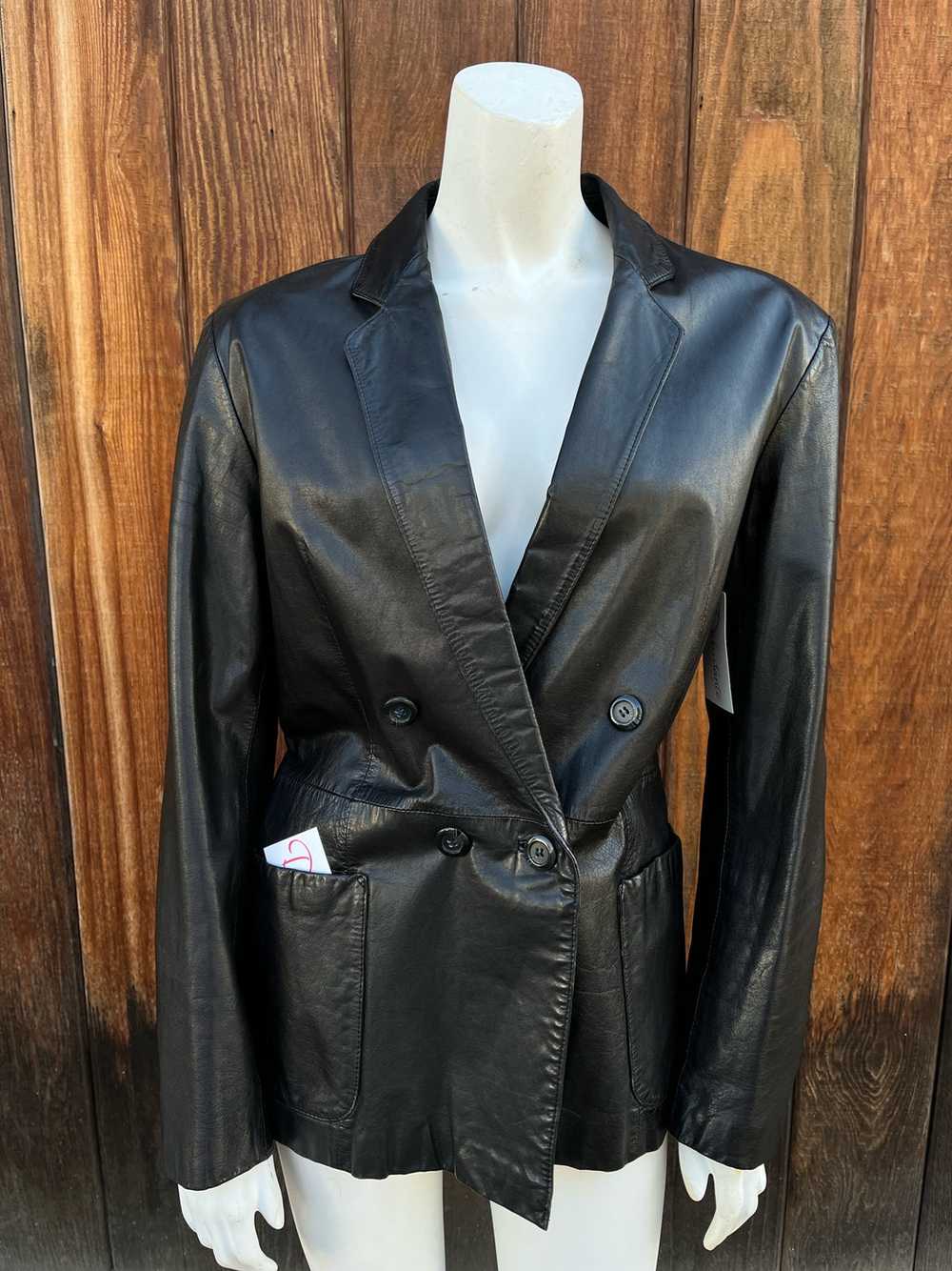 1980s Double Breasted Leather Blazer - image 2