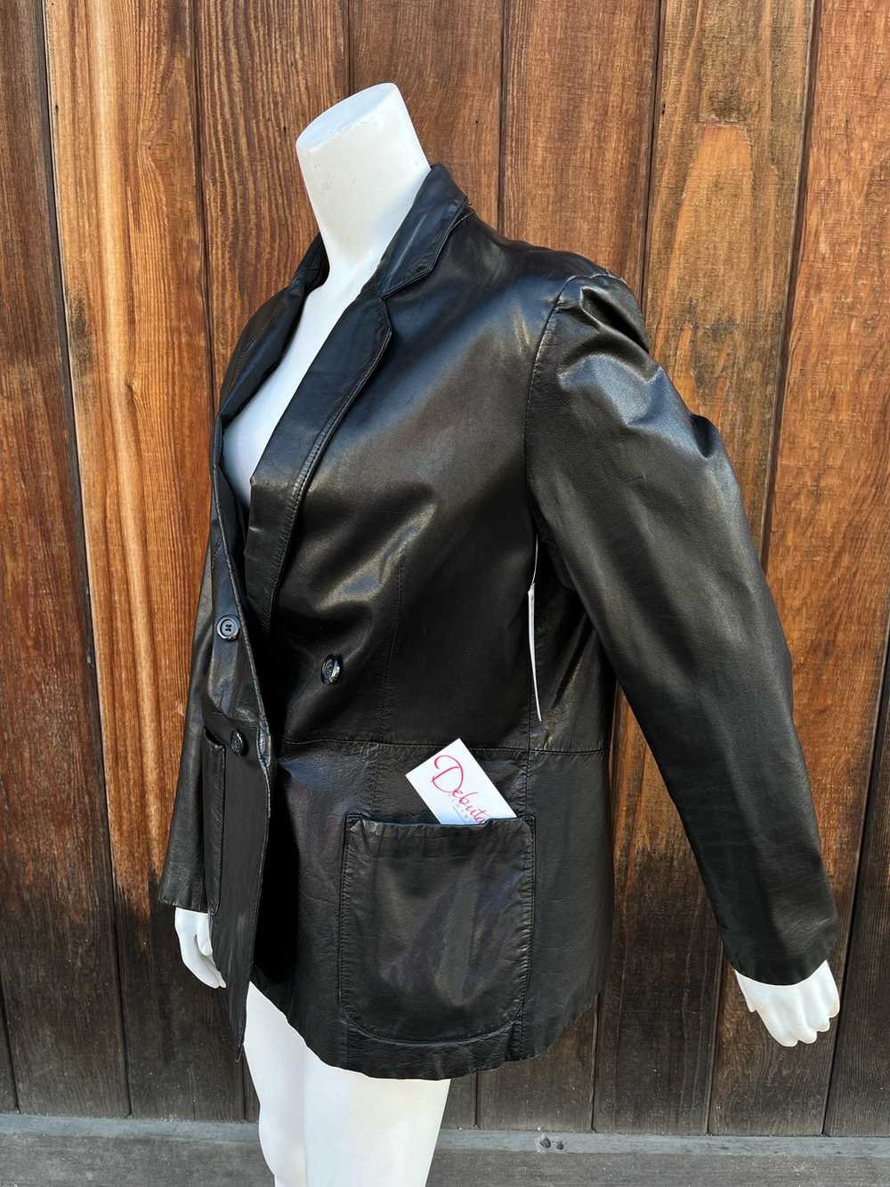1980s Double Breasted Leather Blazer - image 3
