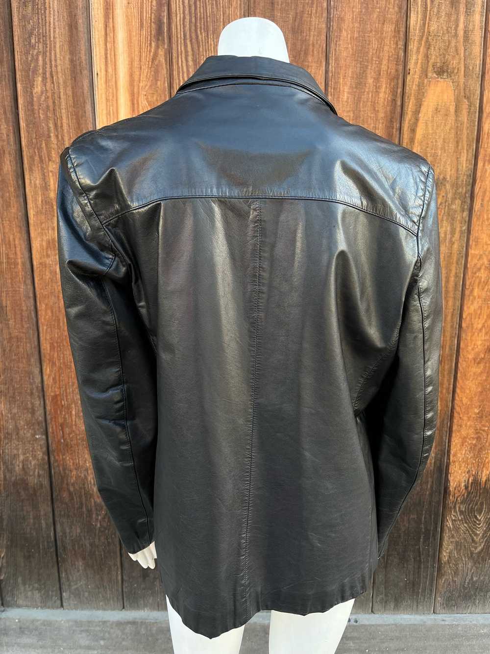 1980s Double Breasted Leather Blazer - image 4