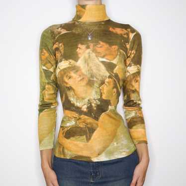 70s Art Print Turtleneck Sweater (XS) - image 1