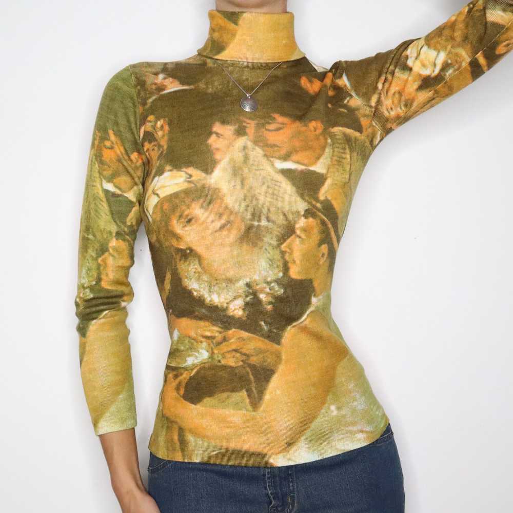 70s Art Print Turtleneck Sweater (XS) - image 3