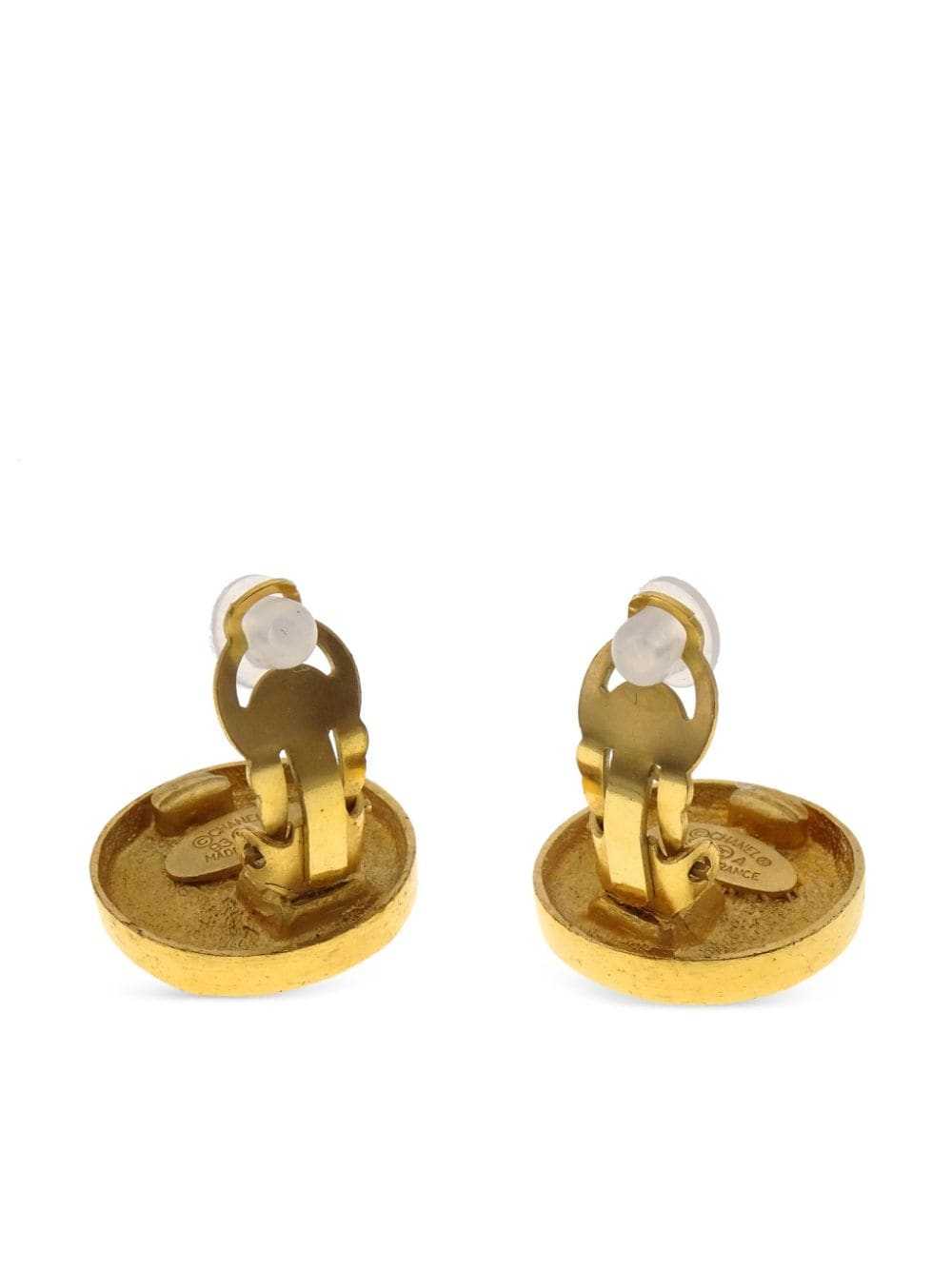 CHANEL Pre-Owned 1993 CC button clip-on earrings … - image 2