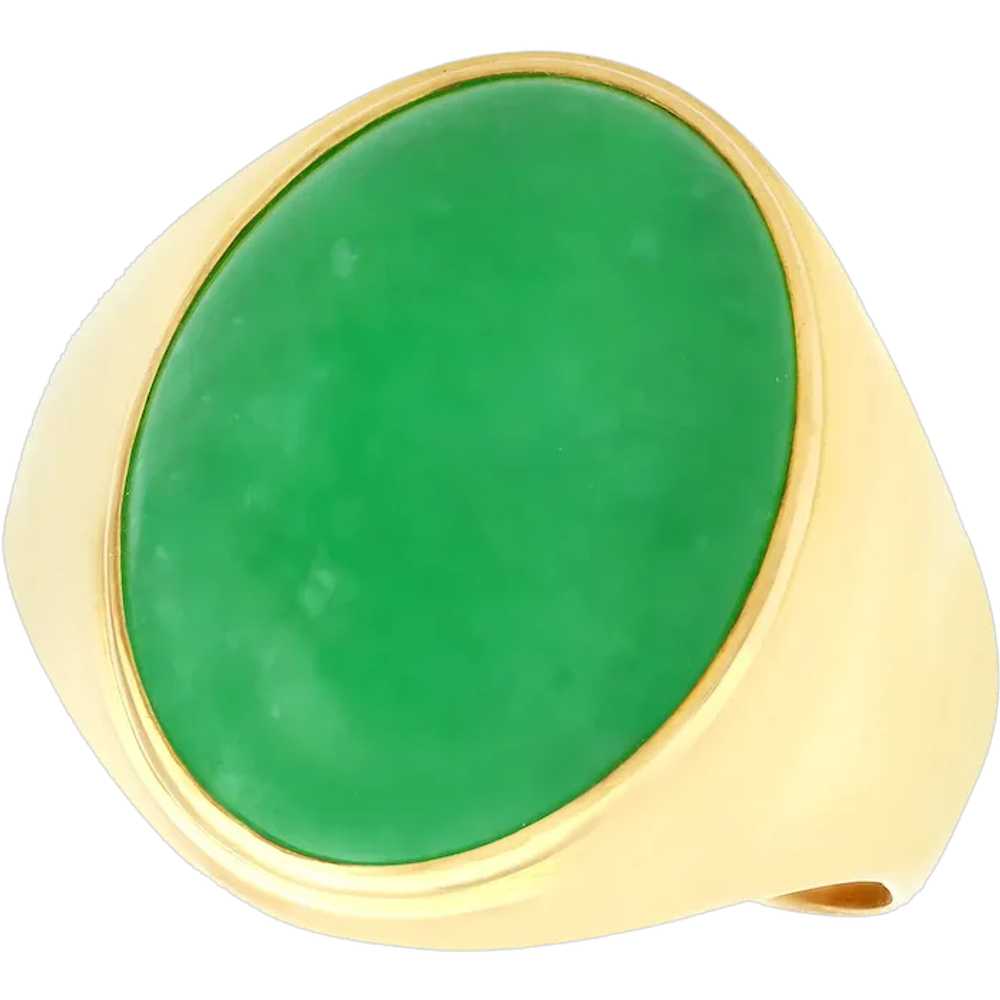 Vintage 12.95 Carat Jade and 18 Karat Yellow Gold… - image 1