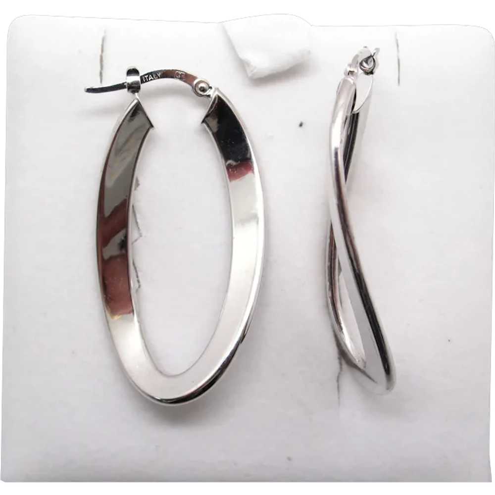 CUTE ON! 14k White Gold Thin Flat Oval Hoop - image 1
