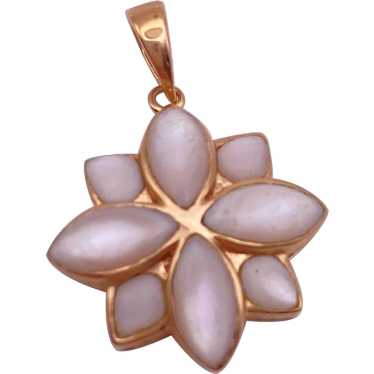 Rose Gold 14K and Luminescent White Mother of Pea… - image 1