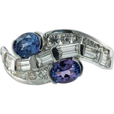 Natural Diamond Tanzanite Ring Band 14K White Gold - image 1