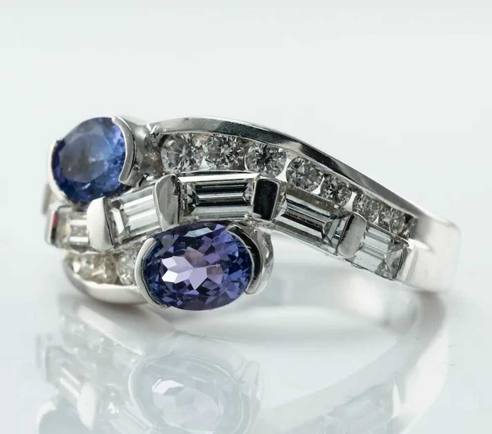 Natural Diamond Tanzanite Ring Band 14K White Gold - image 3