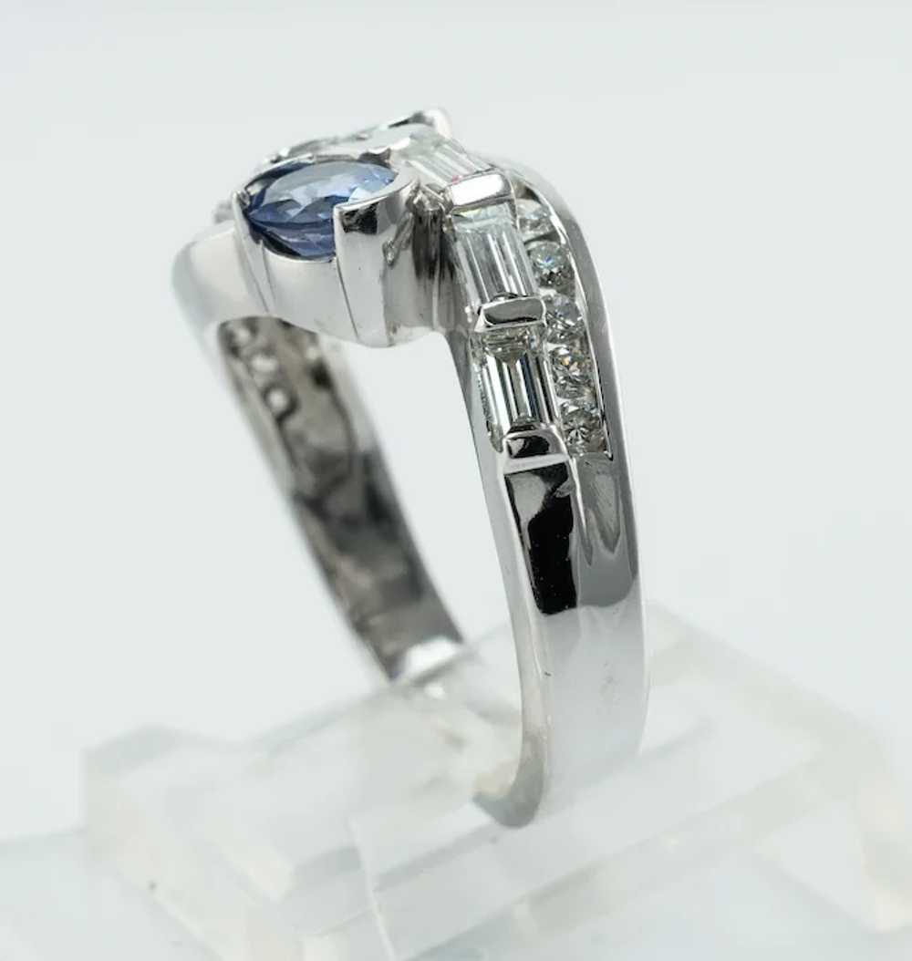 Natural Diamond Tanzanite Ring Band 14K White Gold - image 5