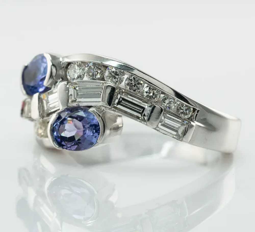 Natural Diamond Tanzanite Ring Band 14K White Gold - image 6