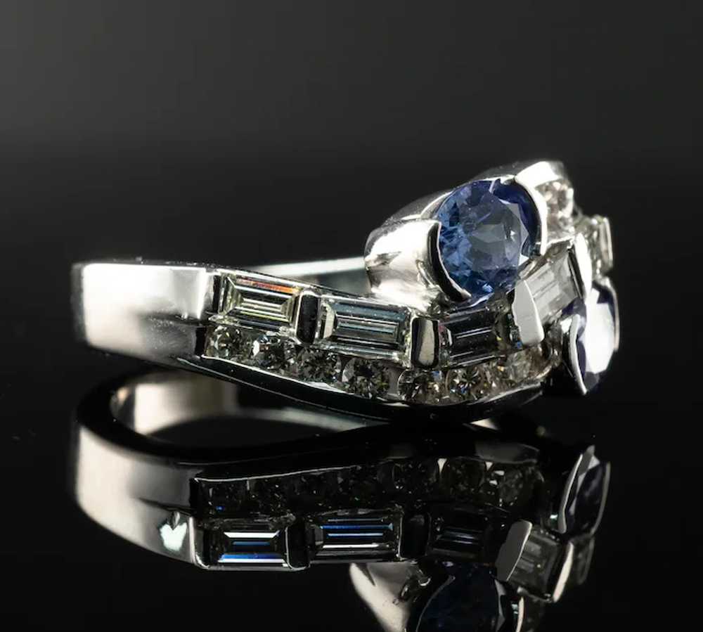 Natural Diamond Tanzanite Ring Band 14K White Gold - image 7