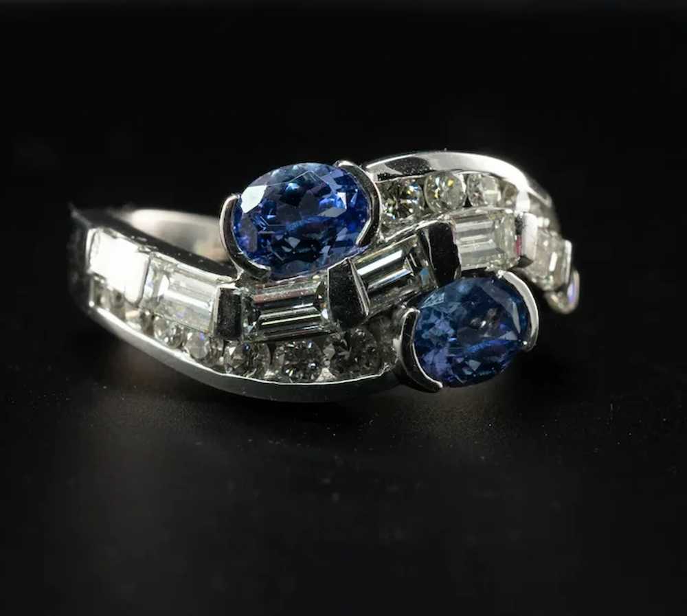 Natural Diamond Tanzanite Ring Band 14K White Gold - image 9