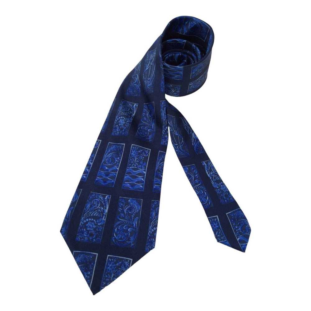 Lanvin LANVIN PARIS Blue Art Print Silk Tie Franc… - image 2