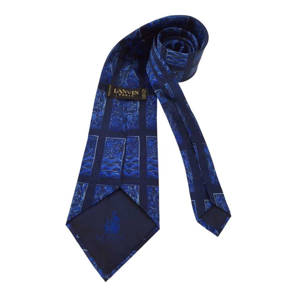 Lanvin LANVIN PARIS Blue Art Print Silk Tie Franc… - image 3