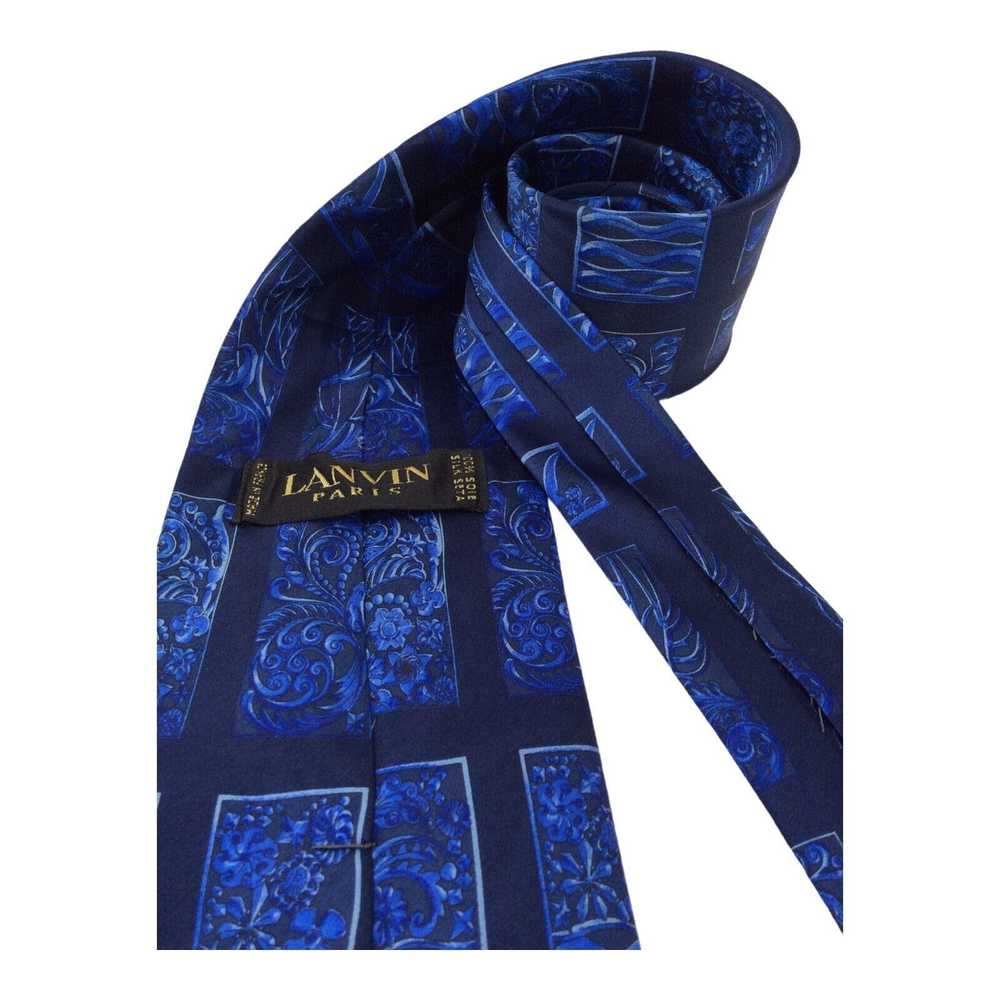 Lanvin LANVIN PARIS Blue Art Print Silk Tie Franc… - image 4