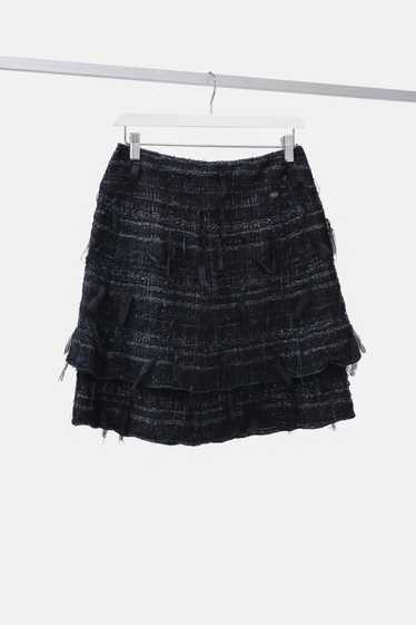 chanel black and white tweed skirt