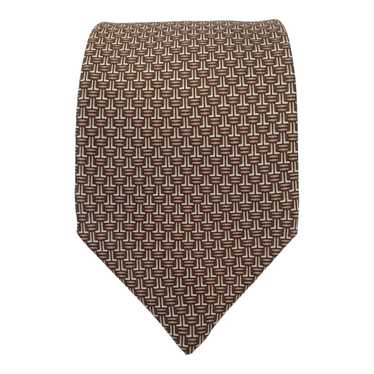 Lanvin LANVIN PARIS Brown Monogrammed Silk Tie Fra