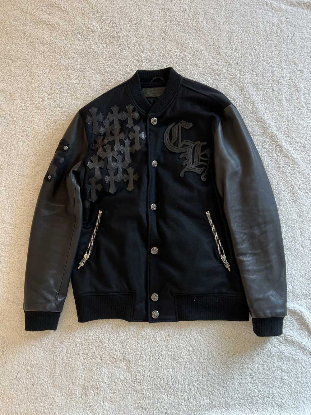 Chrome Hearts Leather Patched Varsity Jacket - image 1