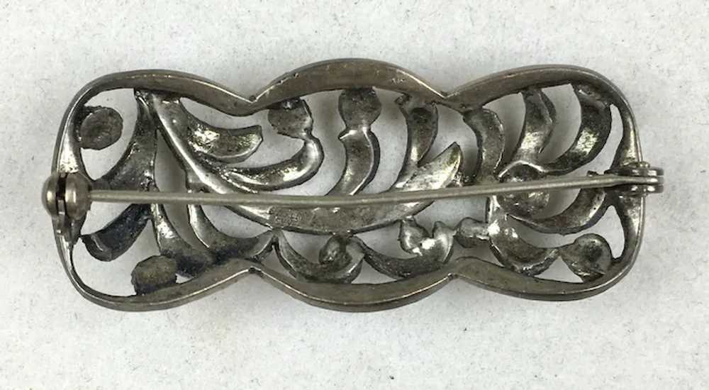 Art Deco Sterling Marcasite Pin Brooch - image 4