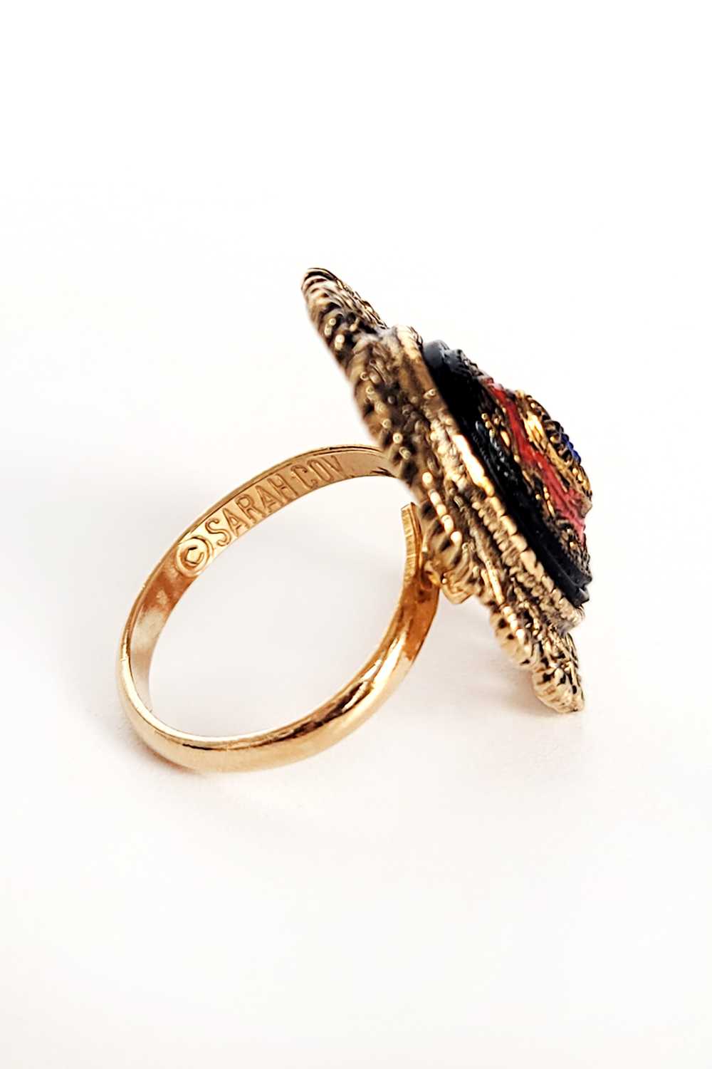 70's Ornate Gold tone ring - image 2