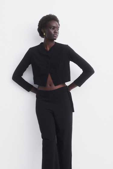 Origami Pleated Cropped Wool Blouse