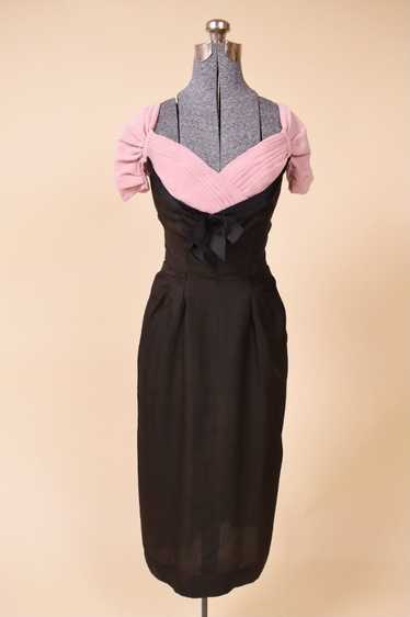 Black & Pink Draped Neck Dress By Philip Hulitar, 