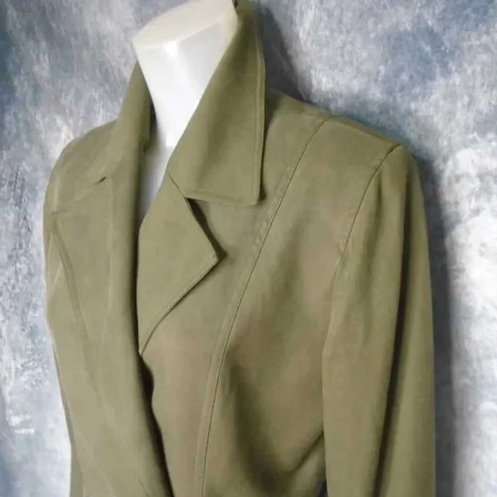 40s Style Olive Drab SILK Fitted Blazer by dana b… - image 2
