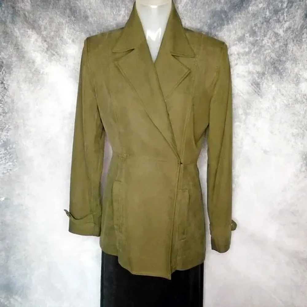 40s Style Olive Drab SILK Fitted Blazer by dana b… - image 8