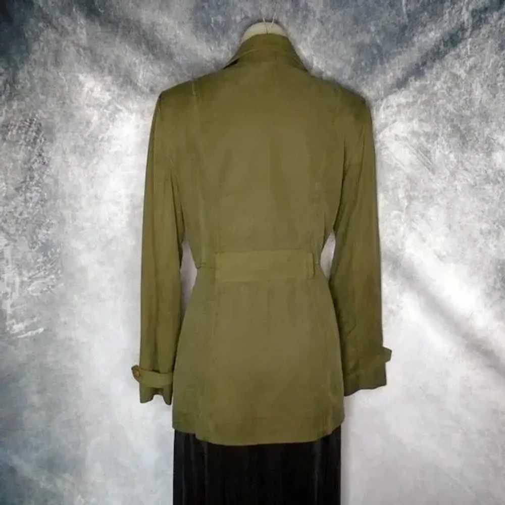 40s Style Olive Drab SILK Fitted Blazer by dana b… - image 9