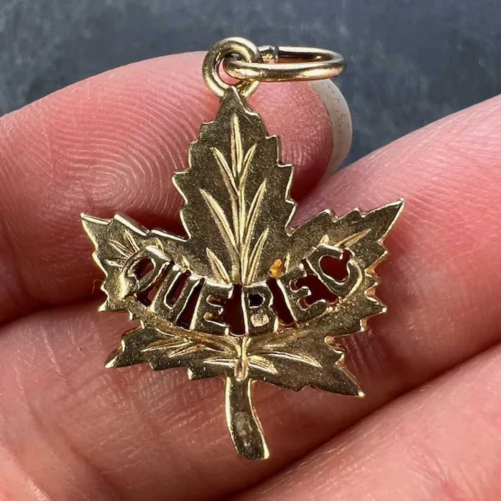 Canada Maple Leaf Quebec 14K Yellow Gold Charm Pe… - image 5
