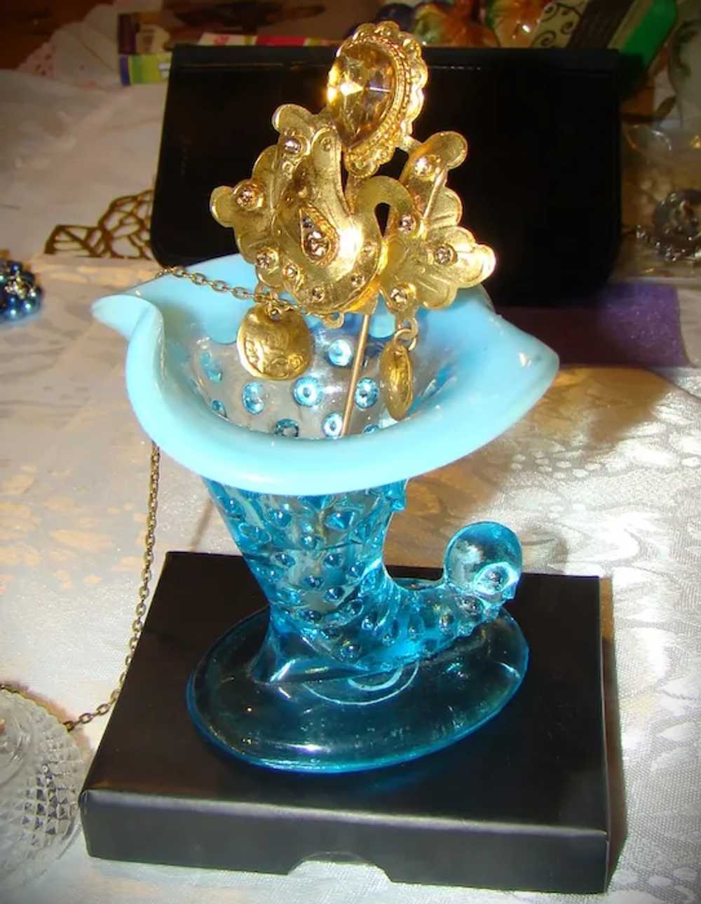 Vintage large Ornate stamped Brass floral with st… - image 6