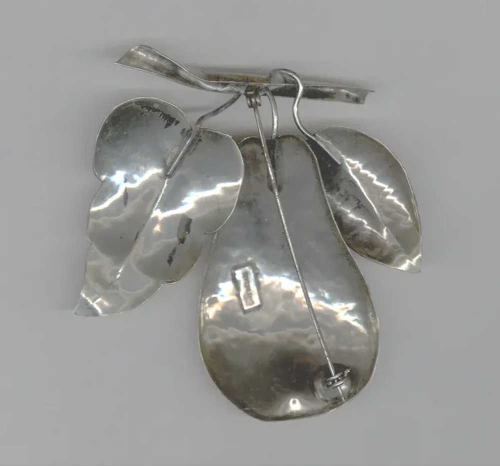 HUGE 3 Dimensional Sterling Silver PEAR Pin - image 2