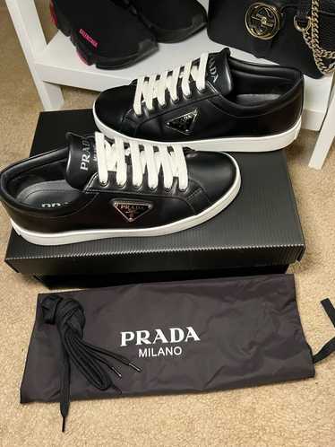 Prada Black Prada brushed leather sneakers (Unisex