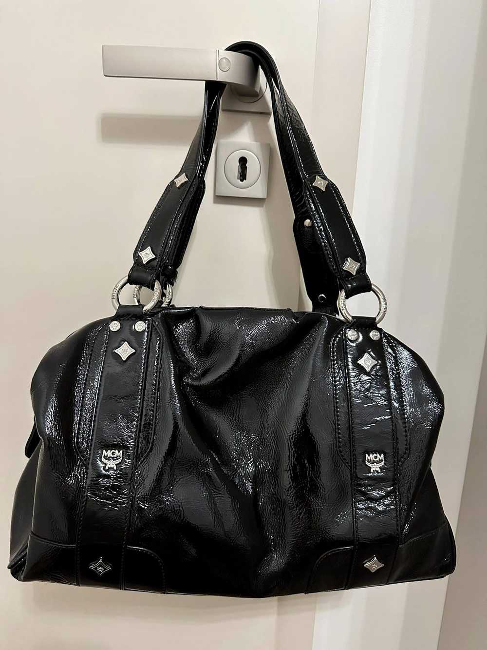 MCM MCM Spellout Logo Patent Leather Black Bag - image 2