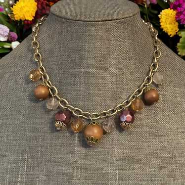 Other Gold tone multi bead charm necklace