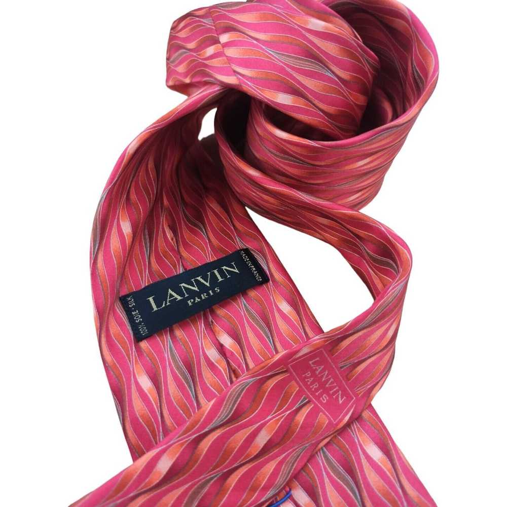 Lanvin LANVIN PARIS Pink Geometric Silk Tie FRANC… - image 2